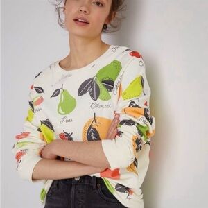 Anthropologie Back When Fruit Medley Multicolor Sweatshirt Lightweight NEW Large